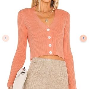 Lovers + Friends Hallie Crop Cardigan In Pink,Coral.